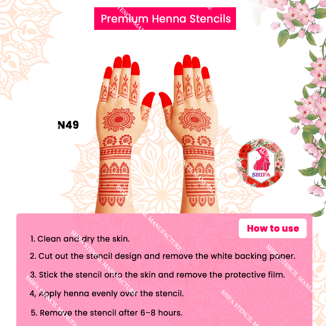 N49 Mandala Horizon cuff Double Hand Henna Stencil